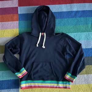 J Crew Sweatshirt Hoodie with Rainbow Trim • Size M